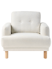 Beliani Sessel TUVE in Weiß/Heller Holzfarbton - (W) 88 x (H) 85 x (L) 90 cm