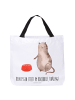 Mr. & Mrs. Panda Strandtasche Katze Fressen mit Spruch in Weiß