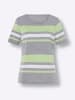 Sieh an! Kurzarmshirt in grau-meliert-reseda-gestreift