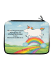 Mr. & Mrs. Panda Federtasche Einhorn Regenbogen Design mit Spruch in Weiß