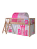 58 aufm Kessel HALBHOHES BETT Kelci 90x200 Textilset Princess mit Tunnel Buche massiv