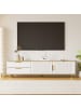 ABRIHOME Weißer TV-Schrank in Marmoroptik mit goldenen Griffen und Metallfüßen