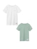 name it T-Shirt 2er-Set Kurzarm Rundhals Knopf-Detail in Weiß-Grün
