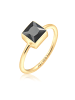 Elli Ring 925 Sterling Silber Viereck in Schwarz