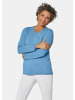 GOLDNER Kurzgröße:  Basicpullover mit V-Ausschnitt in himmelblau