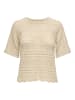 JACQUELINE de YONG Kurzarm Häkel-T-Shirt mit geometrischem Muster in Beige