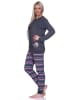 NORMANN Frottee Pyjama Hose gestreift Faulti Katze - 75949 in anthrazit-melange