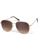 styleBREAKER Piloten Sonnenbrille in Gold / Braun Verlauf