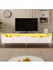 ABRIHOME TV-Schrank mit LED, Glasfront und Stauraum in Weiß, 180 x 40 x 50 cm