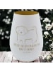 Mr. & Mrs. Panda Gold Windlicht Hund Flauschig mit Spruch in Weiß