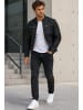 Reichstadt Herren Slim Fit Echtlederjacke Silver Zipper in Grey