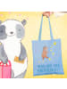 Mr. & Mrs. Panda Shopping Bag Alleine schlafen lernen mit Spruch in Sky Blue
