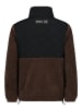 Sublevel Fleecejacke mit gestepptem Oberteil hoher Kragen in Dunkelbraun