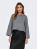 JACQUELINE de YONG Strickpullover Kurz U-Boot-Ausschnitt Tiefe Schultern in Grau-3