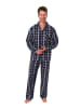 NORMANN Lange Flanell Schlafanzug Pyjama kariert - 88130 in marine/rot