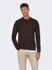 Only&Sons Polo Langarm Shirt Basic Pullover ONSWYLER in Braun