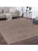 Teppich Kurzflor waschbar Unifarben Wohnzimmer in Taupe