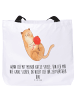 Mr. & Mrs. Panda Strandtasche Katze Wolle mit Spruch in Weiß