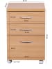 KADIMA DESIGN Rollcontainer OTTAWA 40 x 60 x 45 cm Unterschrank mit Rollen Buche,