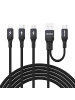 COFI 1453 Dudao L3W 66W USB-A/USB-C auf Lightning/USB-C/MicroUSB Ladekabel in Schwarz