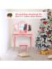 COSTWAY Schminktisch mit Hocker in Rosa