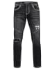 Rusty Neal Jeans Hose "NISHO" Straight-Fit Biker Cotton-Stretch in Black Used