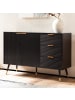FineBuy Sideboard in Schwarz / Spanplatte / 120x39x81
