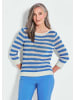 GOLDNER Pullover Halbarm Streifenstrick-Pullover in weiß / blau / gemustert