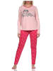 NORMANN Lange Pyjama Schlafanzug Rundhals und Eulen - 80047 in rosa