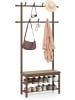 COSTWAY Garderobenständer mit Schuhbank 170cm in Braun