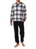 NORMANN Langarm Schlafanzug Bündchen Jersey und karierten Pyjama Oberteil in dunkelgrau