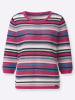 WITT WEIDEN Rundhals-Pullover in fuchsia-ecru-geringelt