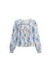 usha BLUE LABEL Women Blouse in Sky Blue White