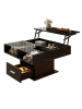 ABRIHOME Hochglanz Lift Couchtisch mit LED und flexiblem Stauraum, Schwarz