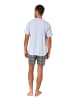 NORMANN Schlafanzug kurzarm Shorty mit karierter Jersey Hose - 86234 in grau
