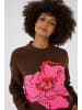 CULTURE Strickpullover CUbliss Loose fit in Brown Melange Pink Flower