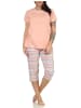 NORMANN kurzarm Schlafanzug Pyjama Capri Hose Ethnolook - 62766 in apricot