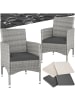 tectake 2er Set Rattanstuhl Nantes 59 x 57 x 85 cm, hellgrau/creme
