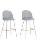 Beliani 2-tlg Barhocker ARCOLA in Grau/Gold