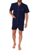 NORMANN shorty Pyjama kurzarm gewebt durchknöpfbarem Oberteil - 55079 in marine