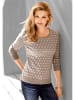 WITT WEIDEN Pullover in taupe-weiß-getupft