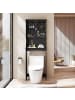 COSTWAY Toilettenschrank mit Tür in Schwarz