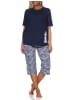 NORMANN Kurzarm Pyjama Schlafanzug Shorty Maritimer Look in marine