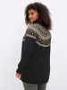 sheego Langarm-Pullover in schwarz-beige-gemustert
