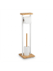 relaxdays WC-Garnitur in Weiß/ Natur - (B)20 x (H)73,5 x (T)20 cm