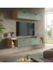 Inn.Furn Wohnwand in grün und Artisan Eiche 202 cm, Wohnkombination mit Soft-Close