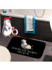 Mr. & Mrs. Panda Badezimmerteppich Pinguin Lachen mit Spruch in Schwarz