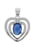 Adeliás Damen Anhänger Herz aus 925 Silber mit Zirkonia in blau