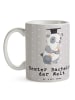 Mr. & Mrs. Panda Kaffeepott Panda Bester Bachelor der Welt mit S... in Grau Pastell