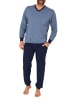 NORMANN Langarm Schlafanzug Pyjama Bündchen print - 86578 in hellblau